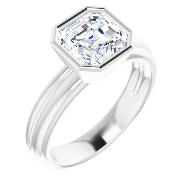 2.00 carat Asscher Moissanite DEF/VVS Classic Solitaire Engagement Ring in 14KW | ViewA 2.00 carat Asscher Moissanite DEF/VVS Classic Solitaire Engagement Ring in 14KW | ViewA