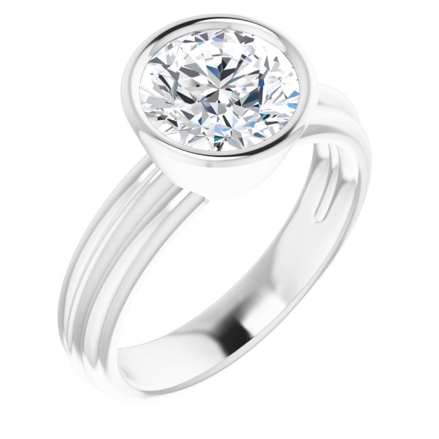 2.00 carat Round Moissanite DEF/VVS Classic Solitaire Engagement Ring in 14KW | ViewA
