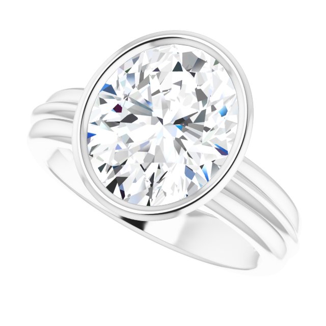 4.20 carat Oval Moissanite DEF/VVS Classic Solitaire Engagement Ring in 14KW | View5 4.20 carat Oval Moissanite DEF/VVS Classic Solitaire Engagement Ring in 14KW | View5