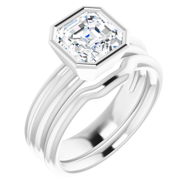 2.00 carat Asscher Moissanite DEF/VVS Classic Solitaire Engagement Ring in 14KW | AllComponents_ViewA 2.00 carat Asscher Moissanite DEF/VVS Classic Solitaire Engagement Ring in 14KW | AllComponents_ViewA