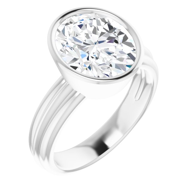 4.20 carat Oval Moissanite DEF/VVS Classic Solitaire Engagement Ring in 14KW | ViewA 4.20 carat Oval Moissanite DEF/VVS Classic Solitaire Engagement Ring in 14KW | ViewA