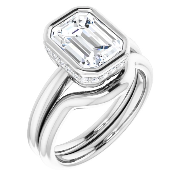 2.71 Tcw Emerald Lab-Grown GH/VS2+ Modern Hidden Halo Engagement Ring in 14KW | AllComponents_ViewA