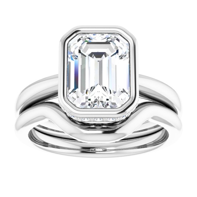 2.71 Tcw Emerald Lab-Grown GH/VS2+ Modern Hidden Halo Engagement Ring in 14KW | AllComponents_ViewS
