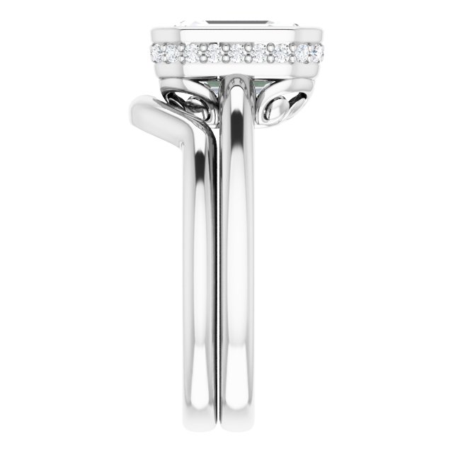 2.71 Tcw Emerald Lab-Grown GH/VS2+ Modern Hidden Halo Engagement Ring in 14KW | AllComponents_ViewE