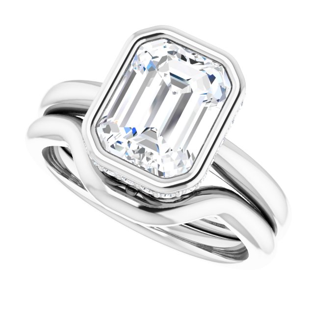 2.71 Tcw Emerald Lab-Grown GH/VS2+ Modern Hidden Halo Engagement Ring in 14KW | AllComponents_View5