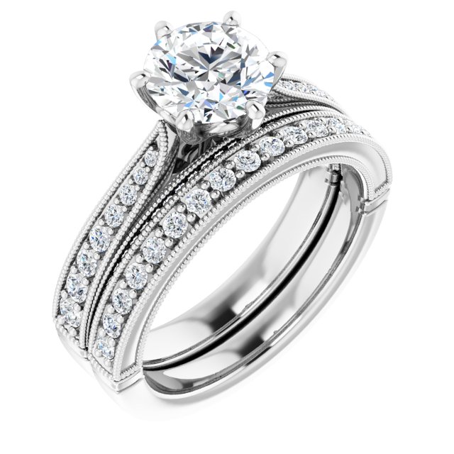 1.55 Round Lab-Grown GH/VS2+ Milgrain Vintage Engagement Ring in PLAT | AllComponents_ViewA