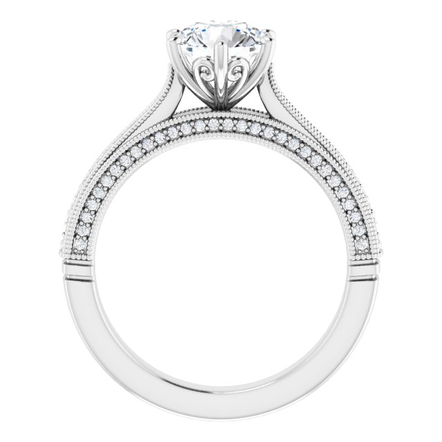 1.55 Round Lab-Grown GH/VS2+ Milgrain Vintage Engagement Ring in PLAT | ViewB_4
