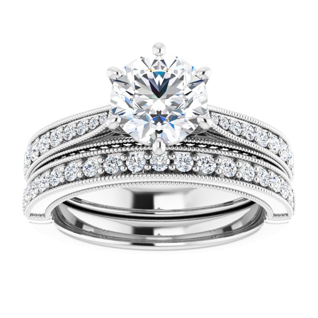 1.55 Round Lab-Grown GH/VS2+ Milgrain Vintage Engagement Ring in PLAT | AllComponents_ViewS