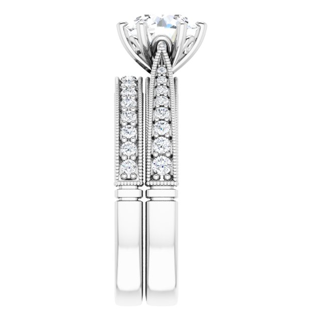 1.55 Round Lab-Grown GH/VS2+ Milgrain Vintage Engagement Ring in PLAT | AllComponents_ViewE
