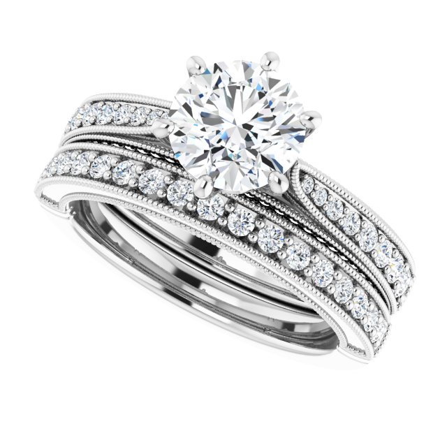 1.55 Round Lab-Grown GH/VS2+ Milgrain Vintage Engagement Ring in PLAT | AllComponents_View5