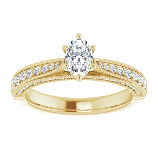 0.84 Oval Diamond EF/VS1+ Milgrain Vintage Engagement Ring in 14KY | ViewS 0.84 Oval Diamond EF/VS1+ Milgrain Vintage Engagement Ring in 14KY | ViewS
