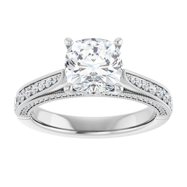 2.04 Cushion Lab-Grown EF/VS1+ Milgrain Vintage Engagement Ring in PLAT | ViewS 2.04 Cushion Lab-Grown EF/VS1+ Milgrain Vintage Engagement Ring in PLAT | ViewS