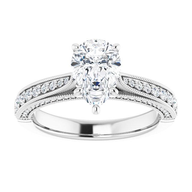 1.84 Pear Diamond D/VVS2+ Milgrain Vintage Engagement Ring in PLAT | ViewS 1.84 Pear Diamond D/VVS2+ Milgrain Vintage Engagement Ring in PLAT | ViewS
