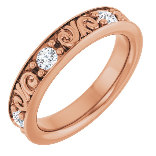 Modern 0.60 tcw Round Moissanite DEF/VVS Eternity Ring in 14KR | ViewA Modern 0.60 tcw Round Moissanite DEF/VVS Eternity Ring in 14KR | ViewA