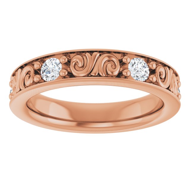 Modern 0.60 tcw Round Moissanite DEF/VVS Eternity Ring in 14KR | ViewS Modern 0.60 tcw Round Moissanite DEF/VVS Eternity Ring in 14KR | ViewS