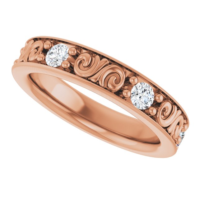 Modern 0.60 tcw Round Moissanite DEF/VVS Eternity Ring in 14KR | View5 Modern 0.60 tcw Round Moissanite DEF/VVS Eternity Ring in 14KR | View5
