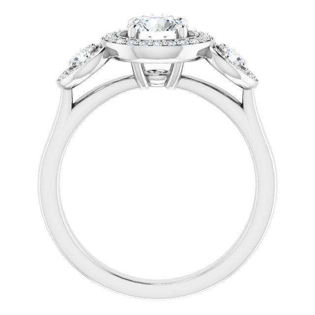 0.96 tcw Round Diamond GH/VS2+ Halo Three Stone Engagement Ring in 14KW | ViewB_4 0.96 tcw Round Diamond GH/VS2+ Halo Three Stone Engagement Ring in 14KW | ViewB_4