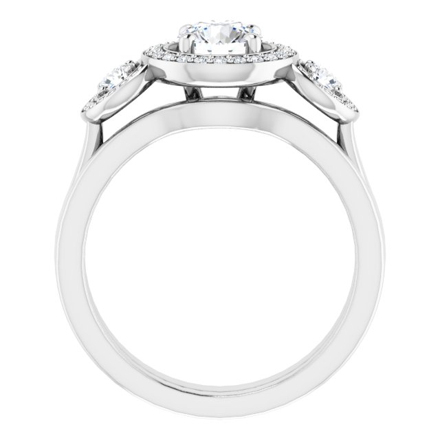 0.96 tcw Round Diamond GH/VS2+ Halo Three Stone Engagement Ring in 14KW | AllComponents_ViewB_4 0.96 tcw Round Diamond GH/VS2+ Halo Three Stone Engagement Ring in 14KW | AllComponents_ViewB_4