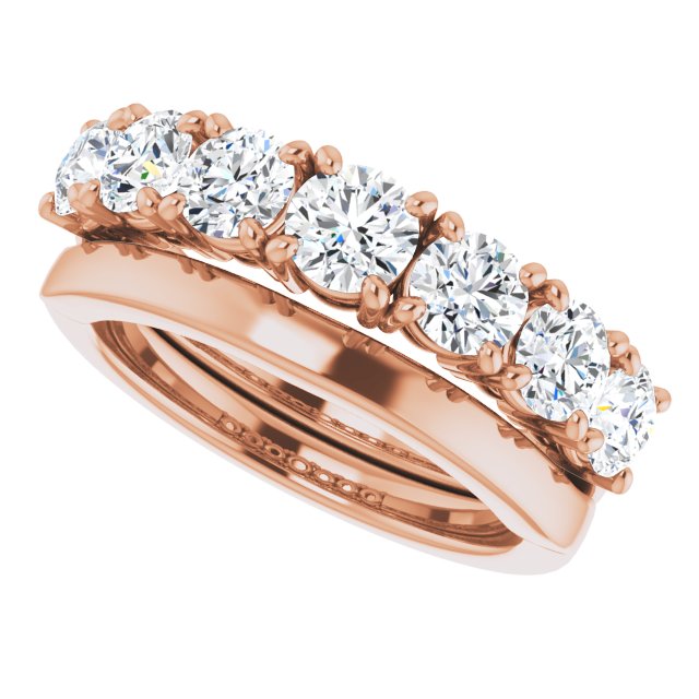 Seven Stone 1.71 Round Moissanite DEF/VVS Anniversary Ring in 14KR | AllComponents_View5 Seven Stone 1.71 Round Moissanite DEF/VVS Anniversary Ring in 14KR | AllComponents_View5