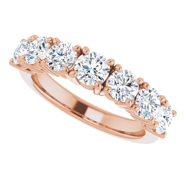 Seven Stone 1.71 Round Moissanite DEF/VVS Anniversary Ring in 14KR | View5 Seven Stone 1.71 Round Moissanite DEF/VVS Anniversary Ring in 14KR | View5