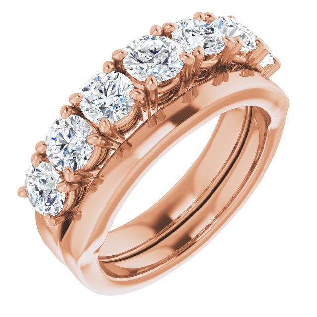 Seven Stone 1.71 Round Moissanite DEF/VVS Anniversary Ring in 14KR | AllComponents_ViewA Seven Stone 1.71 Round Moissanite DEF/VVS Anniversary Ring in 14KR | AllComponents_ViewA