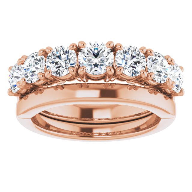 Seven Stone 1.71 Round Moissanite DEF/VVS Anniversary Ring in 14KR | AllComponents_ViewS Seven Stone 1.71 Round Moissanite DEF/VVS Anniversary Ring in 14KR | AllComponents_ViewS