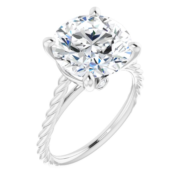 4.79 carat Round Moissanite DEF/VVS Twisted Solitaire Engagement Ring in 14KW | ViewA 4.79 carat Round Moissanite DEF/VVS Twisted Solitaire Engagement Ring in 14KW | ViewA