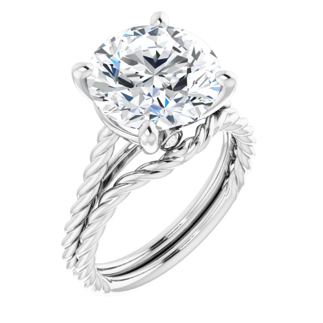 4.79 carat Round Moissanite DEF/VVS Twisted Solitaire Engagement Ring in 14KW | AllComponents_ViewA 4.79 carat Round Moissanite DEF/VVS Twisted Solitaire Engagement Ring in 14KW | AllComponents_ViewA