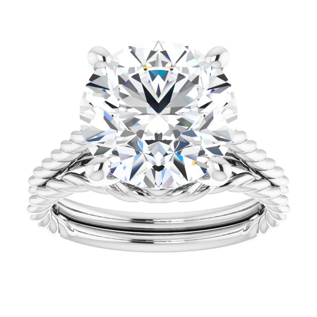 4.79 carat Round Moissanite DEF/VVS Twisted Solitaire Engagement Ring in 14KW | AllComponents_ViewS 4.79 carat Round Moissanite DEF/VVS Twisted Solitaire Engagement Ring in 14KW | AllComponents_ViewS