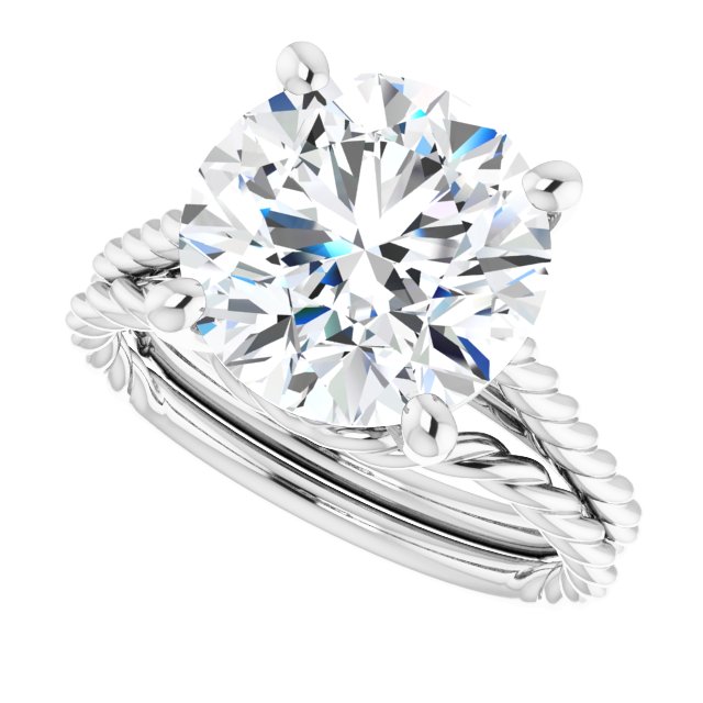 4.79 carat Round Moissanite DEF/VVS Twisted Solitaire Engagement Ring in 14KW | AllComponents_View5 4.79 carat Round Moissanite DEF/VVS Twisted Solitaire Engagement Ring in 14KW | AllComponents_View5