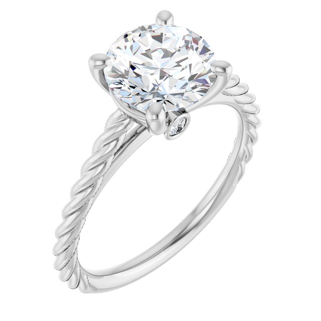 2.04 carat Round Moissanite DEF/VVS Twisted Solitaire Engagement Ring in 14KW | ViewA