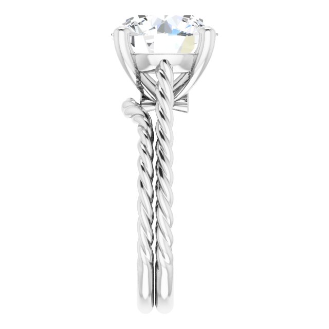 4.79 carat Round Moissanite DEF/VVS Twisted Solitaire Engagement Ring in 14KW | AllComponents_ViewE 4.79 carat Round Moissanite DEF/VVS Twisted Solitaire Engagement Ring in 14KW | AllComponents_ViewE