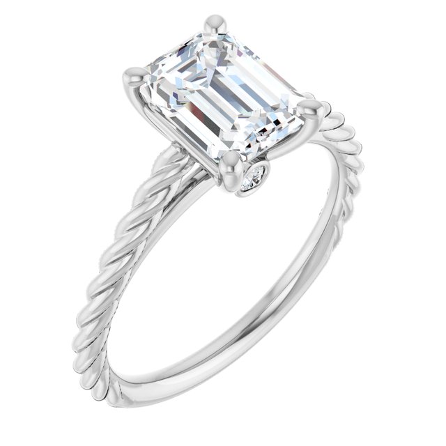 1.79 carat Emerald Lab-Grown GH/VS2+ Twisted Solitaire Engagement Ring in 14KW | ViewA 1.79 carat Emerald Lab-Grown GH/VS2+ Twisted Solitaire Engagement Ring in 14KW | ViewA