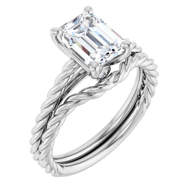 1.79 carat Emerald Lab-Grown GH/VS2+ Twisted Solitaire Engagement Ring in 14KW | AllComponents_ViewA 1.79 carat Emerald Lab-Grown GH/VS2+ Twisted Solitaire Engagement Ring in 14KW | AllComponents_ViewA