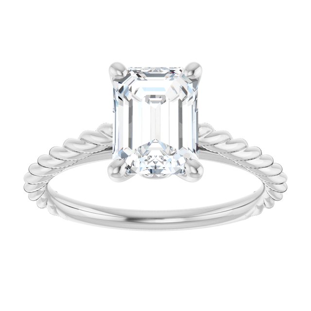 1.79 carat Emerald Lab-Grown GH/VS2+ Twisted Solitaire Engagement Ring in 14KW | ViewS 1.79 carat Emerald Lab-Grown GH/VS2+ Twisted Solitaire Engagement Ring in 14KW | ViewS