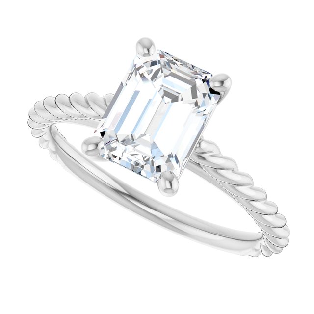 1.79 carat Emerald Lab-Grown GH/VS2+ Twisted Solitaire Engagement Ring in 14KW | View5 1.79 carat Emerald Lab-Grown GH/VS2+ Twisted Solitaire Engagement Ring in 14KW | View5