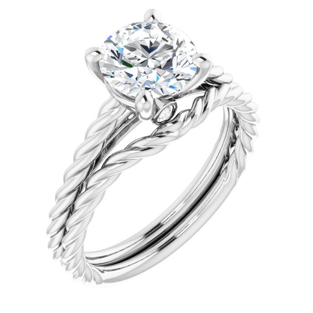 1.54 carat Round Lab-Grown GH/VS2+ Twisted Solitaire Engagement Ring in PLAT | AllComponents_ViewA