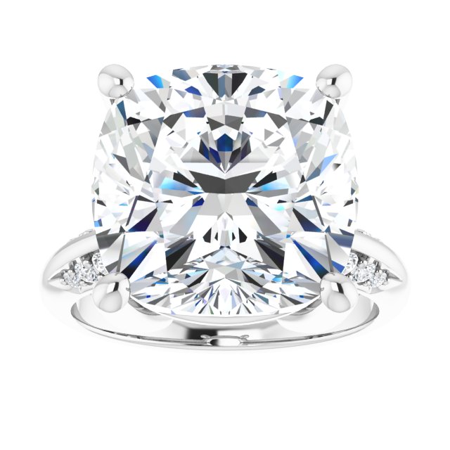 12.87 Cushion Lab-Grown EF/VS1+ Modern Sidestone Engagement Ring in 14KW | ViewS 12.87 Cushion Lab-Grown EF/VS1+ Modern Sidestone Engagement Ring in 14KW | ViewS