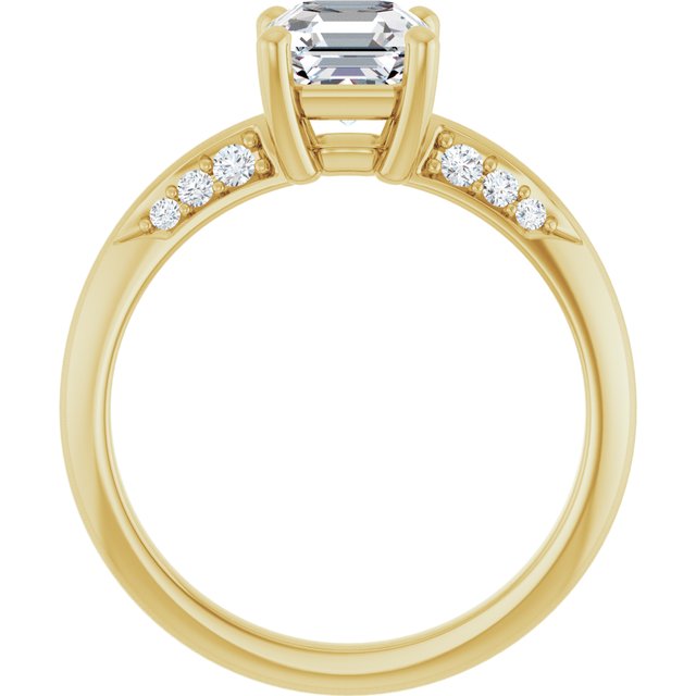 1.10 Asscher Lab-Grown EF/VS1+ Modern Sidestone Engagement Ring in 18KY | ViewB_4 1.10 Asscher Lab-Grown EF/VS1+ Modern Sidestone Engagement Ring in 18KY | ViewB_4