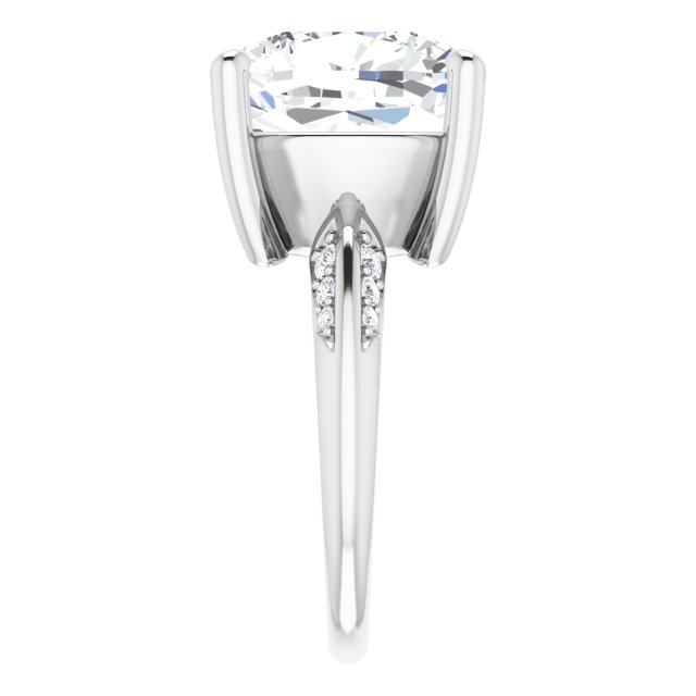 12.87 Cushion Lab-Grown EF/VS1+ Modern Sidestone Engagement Ring in 14KW | ViewE 12.87 Cushion Lab-Grown EF/VS1+ Modern Sidestone Engagement Ring in 14KW | ViewE