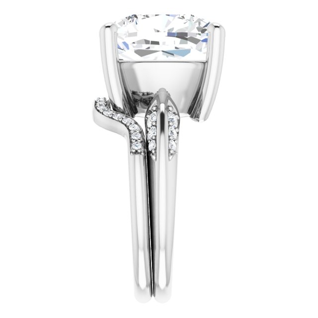 12.87 Cushion Lab-Grown EF/VS1+ Modern Sidestone Engagement Ring in 14KW | AllComponents_ViewE 12.87 Cushion Lab-Grown EF/VS1+ Modern Sidestone Engagement Ring in 14KW | AllComponents_ViewE