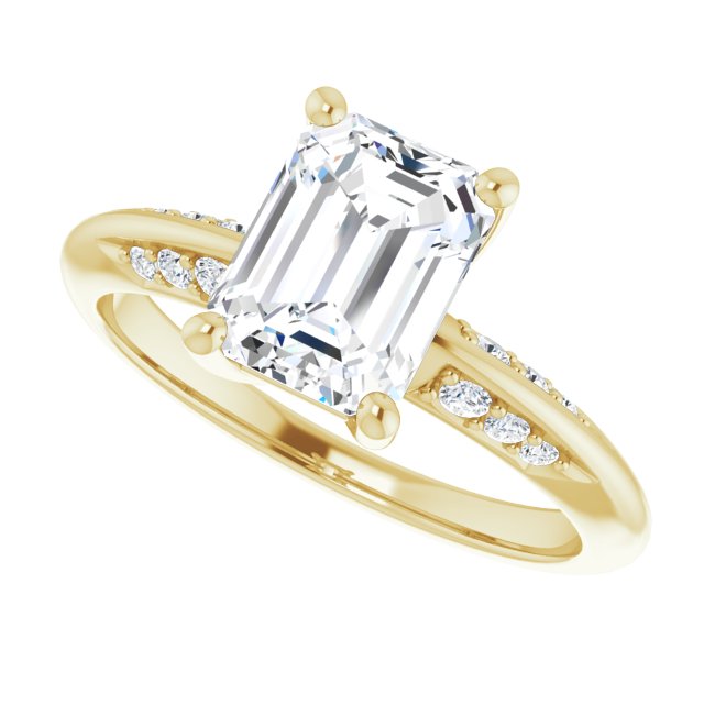 1.90 Emerald Lab-Grown GH/VS2+ Modern Sidestone Engagement Ring in 18KY | View5 1.90 Emerald Lab-Grown GH/VS2+ Modern Sidestone Engagement Ring in 18KY | View5