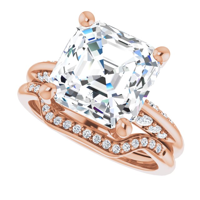 5.46 Asscher Lab-Grown GH/VS2+ Modern Sidestone Engagement Ring in 14KR | AllComponents_View5