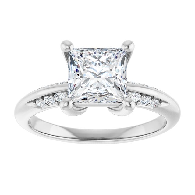1.86 Square Lab-Grown GH/VS2+ Modern Sidestone Engagement Ring in 18KW | ViewS 1.86 Square Lab-Grown GH/VS2+ Modern Sidestone Engagement Ring in 18KW | ViewS
