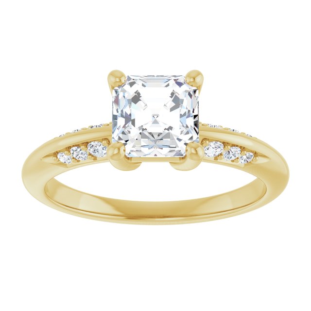 1.10 Asscher Lab-Grown EF/VS1+ Modern Sidestone Engagement Ring in 18KY | ViewS 1.10 Asscher Lab-Grown EF/VS1+ Modern Sidestone Engagement Ring in 18KY | ViewS