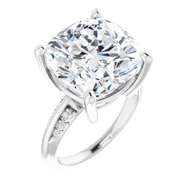 12.87 Cushion Lab-Grown EF/VS1+ Modern Sidestone Engagement Ring in 14KW | ViewA 12.87 Cushion Lab-Grown EF/VS1+ Modern Sidestone Engagement Ring in 14KW | ViewA