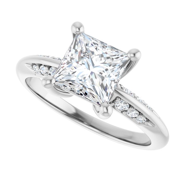 1.86 Square Lab-Grown GH/VS2+ Modern Sidestone Engagement Ring in 18KW | View5 1.86 Square Lab-Grown GH/VS2+ Modern Sidestone Engagement Ring in 18KW | View5