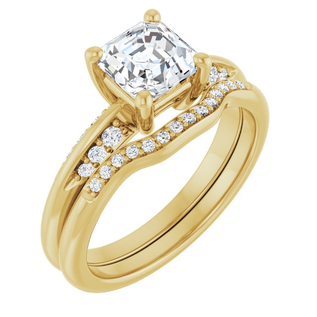 1.10 Asscher Lab-Grown EF/VS1+ Modern Sidestone Engagement Ring in 18KY | AllComponents_ViewA 1.10 Asscher Lab-Grown EF/VS1+ Modern Sidestone Engagement Ring in 18KY | AllComponents_ViewA