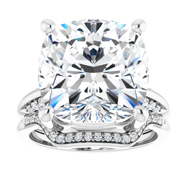 12.87 Cushion Lab-Grown EF/VS1+ Modern Sidestone Engagement Ring in 14KW | AllComponents_ViewS 12.87 Cushion Lab-Grown EF/VS1+ Modern Sidestone Engagement Ring in 14KW | AllComponents_ViewS
