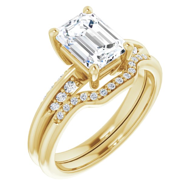 1.90 Emerald Lab-Grown GH/VS2+ Modern Sidestone Engagement Ring in 18KY | AllComponents_ViewA 1.90 Emerald Lab-Grown GH/VS2+ Modern Sidestone Engagement Ring in 18KY | AllComponents_ViewA